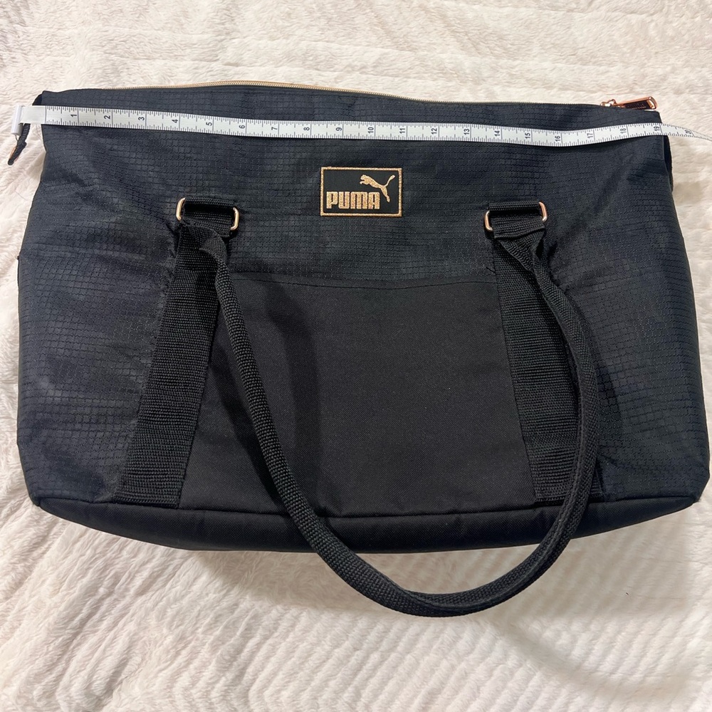 EUC PUMA Women's Evercat Jane Tote in Black and Gold Ripstop Fabric